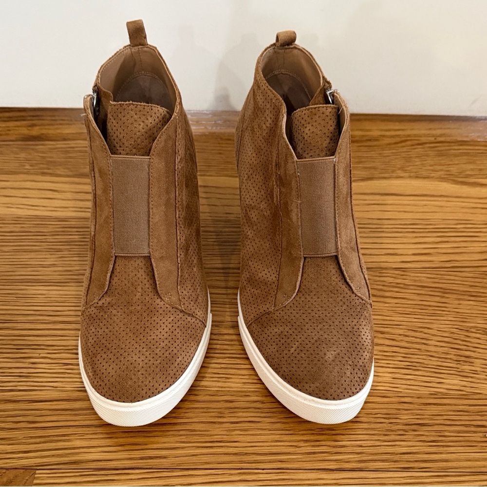 Linea Paolo Anna Suede Wedge Booties, Size 7.5 M